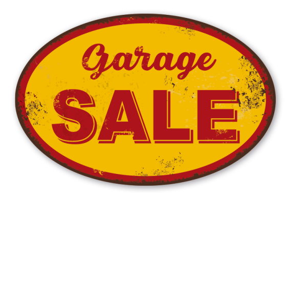 Retroschild Garage Sale – Ovale Ausführung