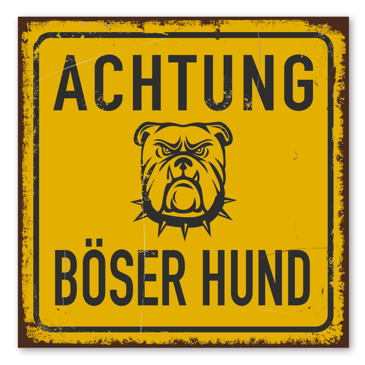 VintageSchild / RetroWarnschild Achtung böser Hund VIN36