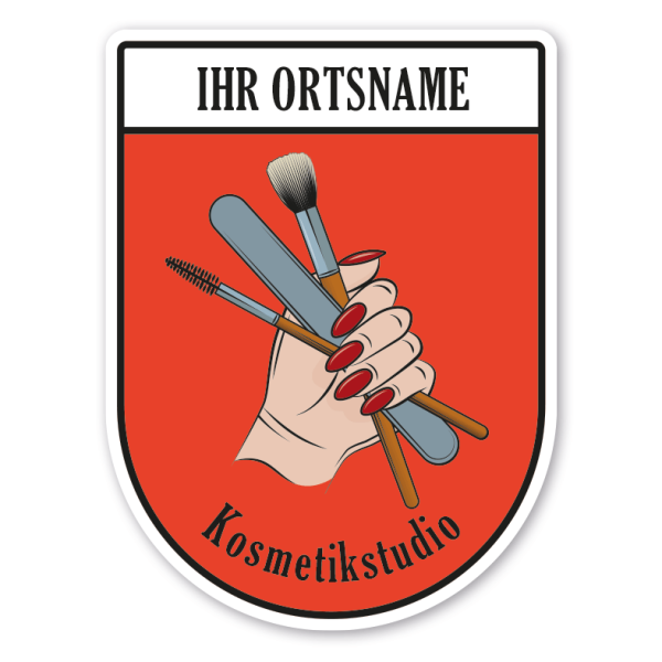 Maibaumschild / Zunftwappen Kosmetikstudio - Nagelstudio mit Zunftnamen, Ortsnamen oder Ihrem Wunschtext - Wappen BL