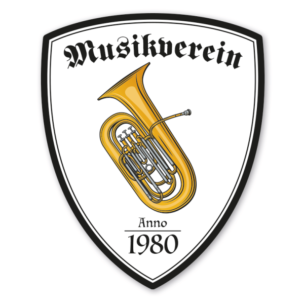 Zunftwappen Musikverein - Blaskapelle mit Zunftnamen, Gründungsjahr oder Ihrem Wunschtext - Maibaumschild - Wappen W