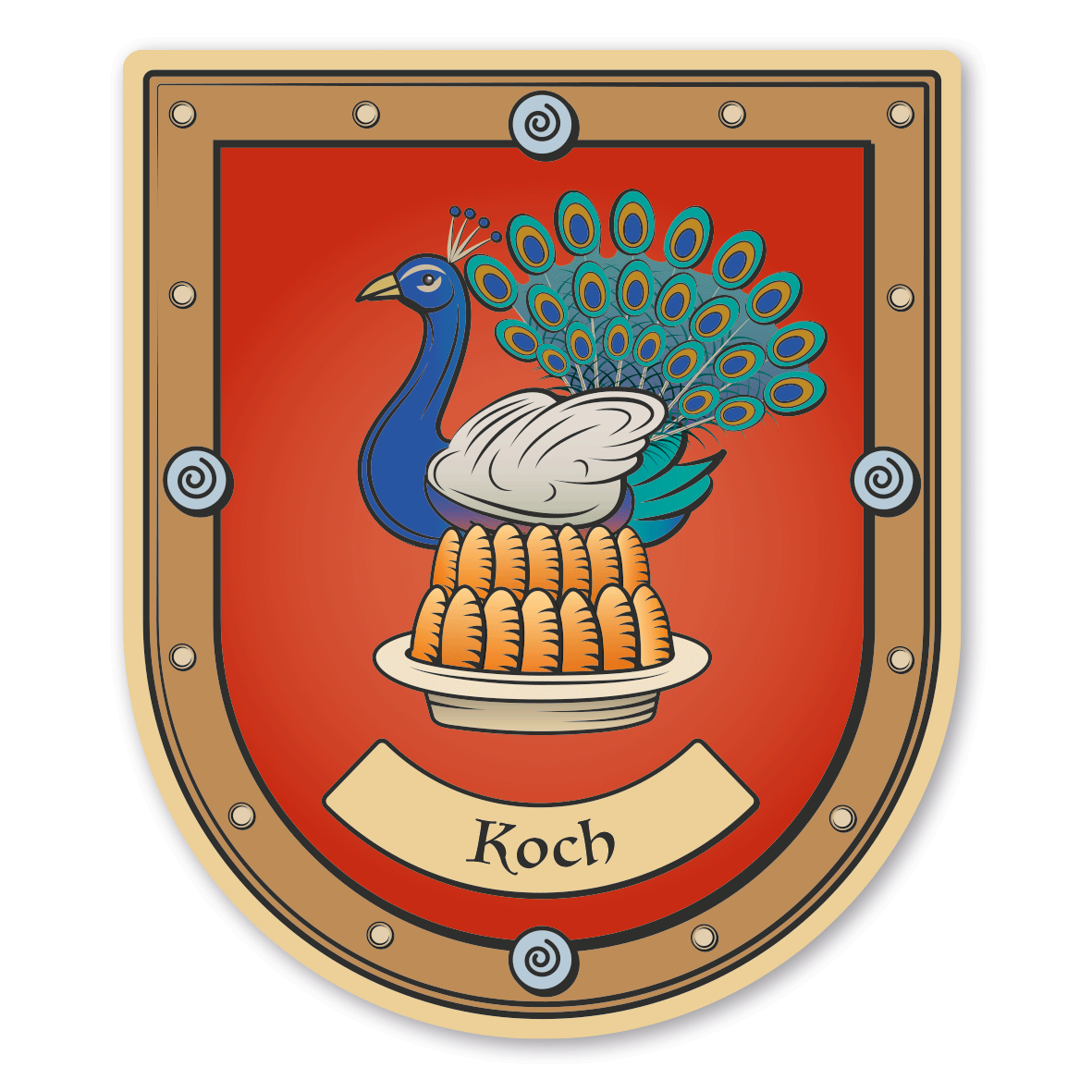 Maibaumschild / Zunftwappen Koch - Mit Pfau - Mit Zunftnamen Oder Ihrem ...