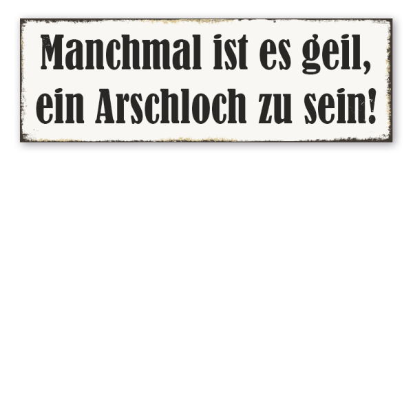 Retroschild Manchmal ist es geil, ein Arschloch zu sein