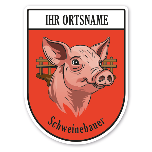 Maibaumschild / Zunftwappen Schweinewirtschaft - Schweinebauer mit Zunftnamen, Ortsnamen oder Ihrem Wunschtext - Wappen BL