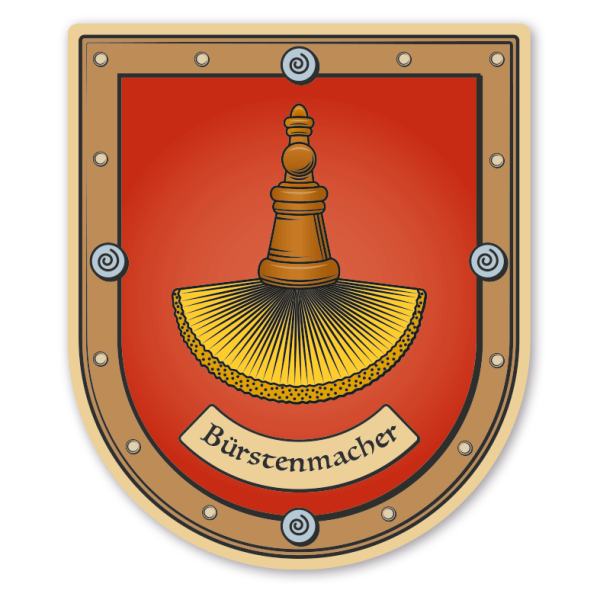 Maibaumschild / Zunftwappen Bürstenmacher - mit Zunftnamen oder Ihrem Wunschtext - Wappen B