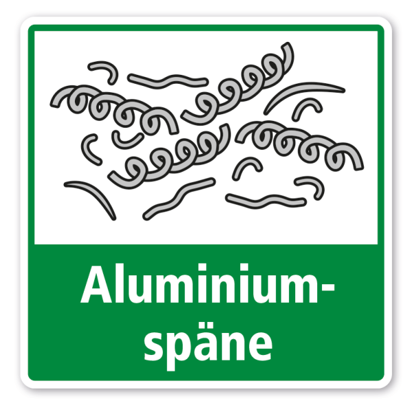 Schild zur Abfalltrennung - Aluminiumspäne