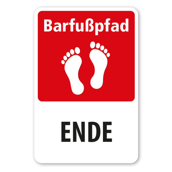 Schild Barfußpfad - Ende