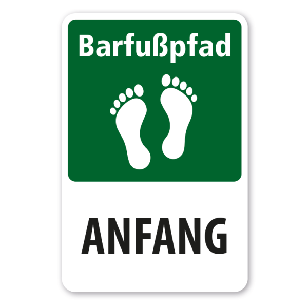 Schild Barfußpfad - Anfang