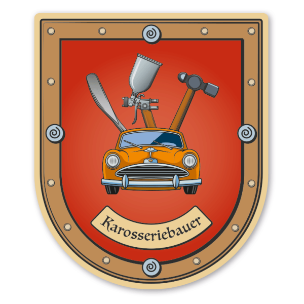 Maibaumschild / Zunftwappen Karosseriebauer - mit Zunftnamen oder Ihrem Wunschtext - Wappen B