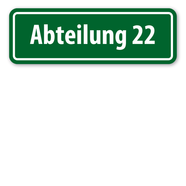 Schild Abteilung - mit Ihrer Nummerierung