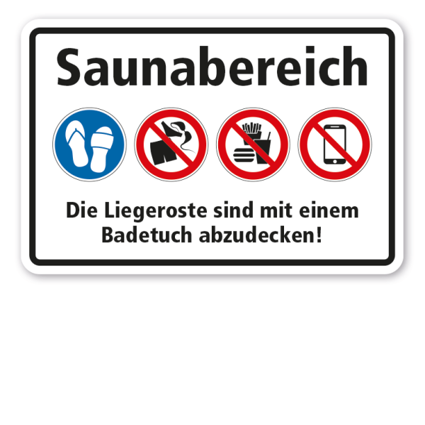 Hinweisschild Saunabereich - Nutzungshinweise