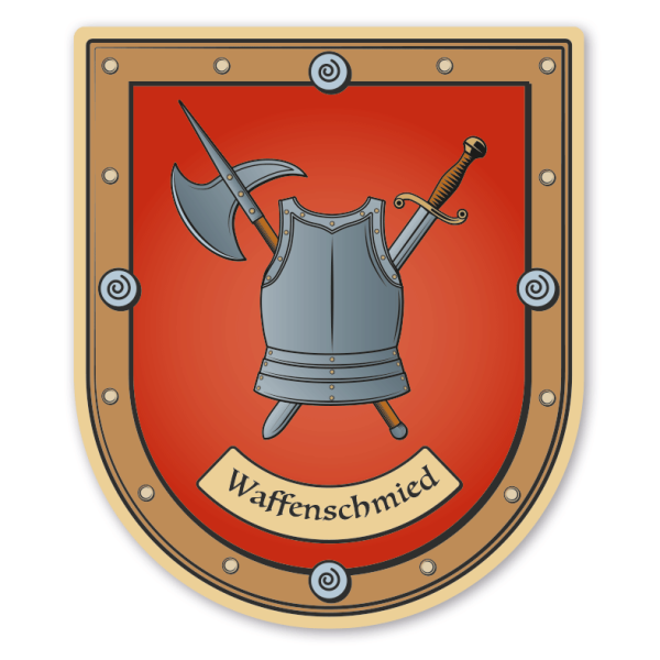 Maibaumschild / Zunftwappen Waffenschmied - Schmied - mit Zunftnamen oder Ihrem Wunschtext - Wappen B