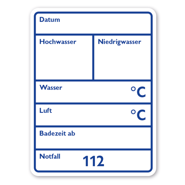 Hinweisschild für Strände mit Informationen