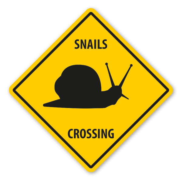 Warnschild Snails (Schnecken) crossing - mit und ohne Text