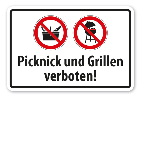 Verbotsschild Picknick und Grillen verboten