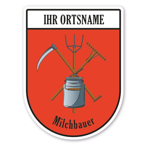 Maibaumschild / Zunftwappen Milchbauer - Landwirt mit Zunftnamen, Ortsnamen oder Ihrem Wunschtext - Wappen BL