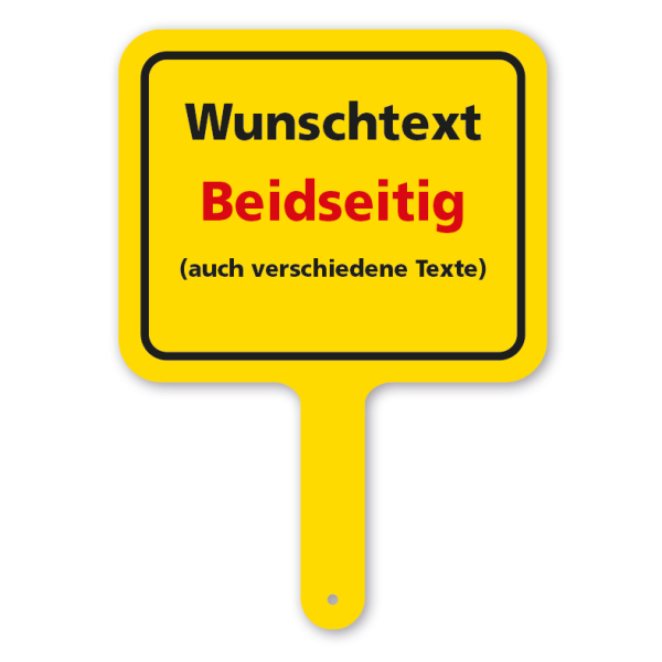 Handschild mit Ihrem Wunschtext - beidseitige Ausführung - rechteckig