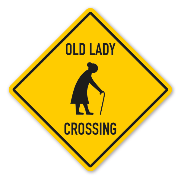 Warnschild Old lady crossing