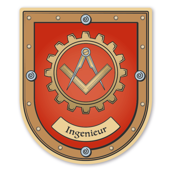 Maibaumschild / Zunftwappen Ingenieur - Techniker - mit Zunftnamen oder Ihrem Wunschtext - Wappen B