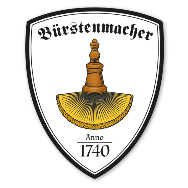 Zunftwappen Bürstenmacher mit Zunftnamen, Gründungsjahr oder Ihrem Wunschtext - Maibaumschild - Wappen W