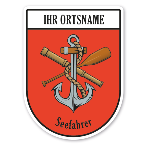 Maibaumschild / Zunftwappen Seefahrer mit Zunftnamen, Ortsnamen oder Ihrem Wunschtext - Wappen BL