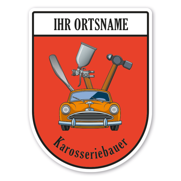 Maibaumschild / Zunftwappen Karosseriebauer mit Zunftnamen, Ortsnamen oder Ihrem Wunschtext - Wappen BL