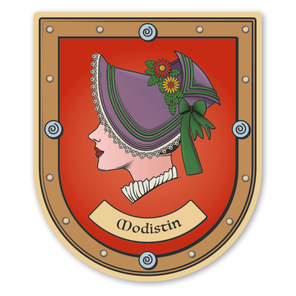 Maibaumschild / Zunftwappen Modistin - Putzmacher - Hutmacher - mit Zunftnamen oder Ihrem Wunschtext - Wappen B