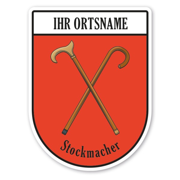 Maibaumschild / Zunftwappen Stockmacher mit Zunftnamen, Ortsnamen oder Ihrem Wunschtext - Wappen BL