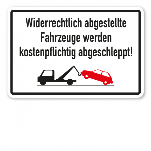 Parkplatzschild Bei widerrechtlich abgestellten Fahrzeugen kommen  Parkkrallen zum Einsatz – P
