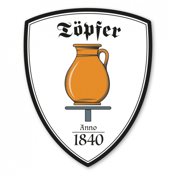 Maibaumschild / Zunftwappen Töpfer mit Zunftnamen, Gründungsjahr oder Ihrem Wunschtext - Wappen W