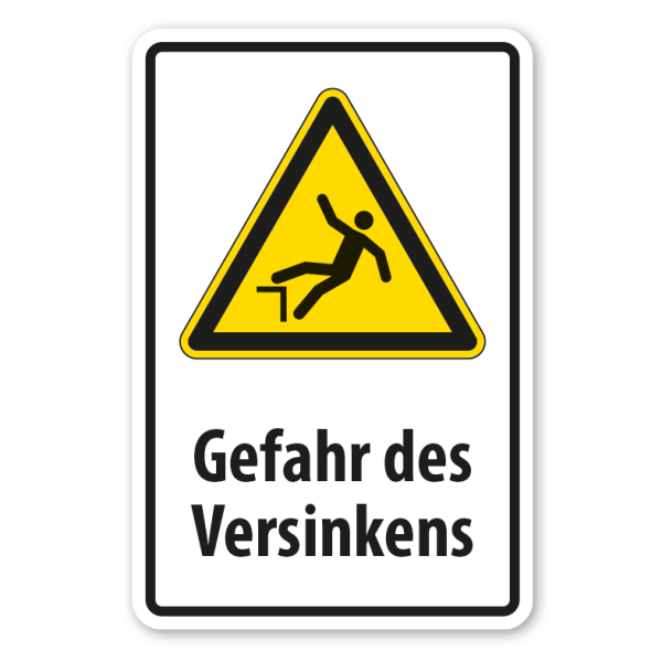 Warnschild Gefahr des Versinkens - Kombi - ISO 7010 - W008-K