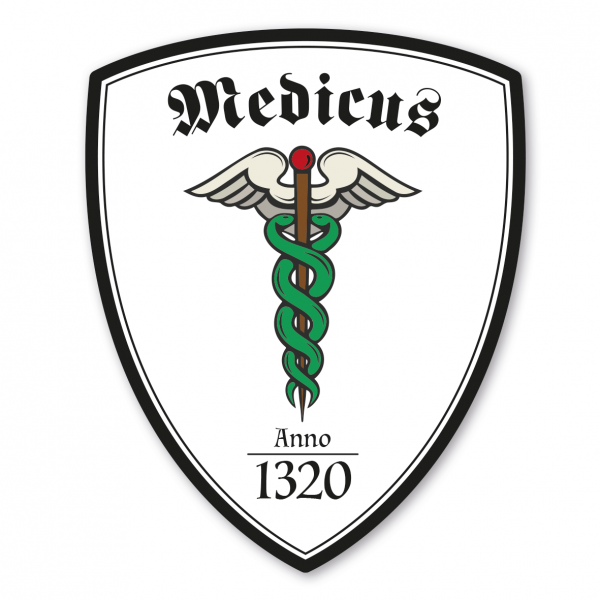 Maibaumschild / Zunftwappen Medicus - Arzt mit Zunftnamen, Gründungsjahr oder Ihrem Wunschtext - Wappen W