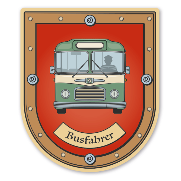 Maibaumschild / Zunftwappen Busfahrer - mit Zunftnamen oder Ihrem Wunschtext - Wappen B