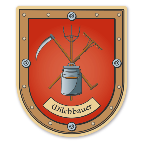 Maibaumschild / Zunftwappen Milchbauer - Landwirt - mit Zunftnamen oder Ihrem Wunschtext - Wappen B