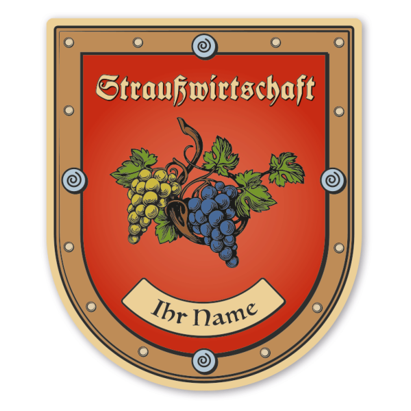 Maibaumschild / Zunftwappen Straußwirtschaft - mit Zunftnamen oder Ihrem Wunschtext - Wappen B