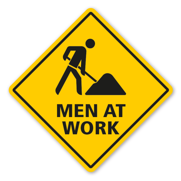 Warnschild Men at work - mit und ohne Text