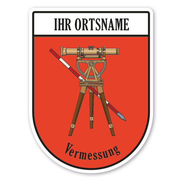 Maibaumschild / Zunftwappen Vermessung - Vermessungsbüro - Landvermessung mit Zunftnamen, Ortsnamen oder Ihrem Wunschtext - Wappen BL