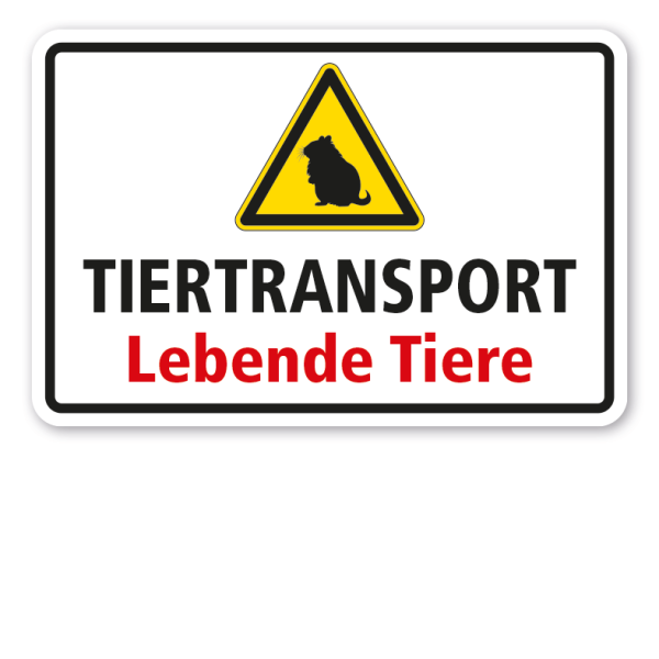 Warnschild Tiertransport - Lebende Tiere - mit Warnzeichen Kleinnager