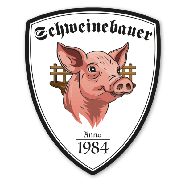 Zunftwappen Schweinewirtschaft - Schweinebauer mit Zunftnamen, Gründungsjahr oder Ihrem Wunschtext - Maibaumschild - Wappen W