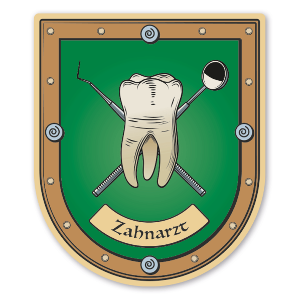 Maibaumschild / Zunftwappen Zahnarzt - mit Zunftnamen oder Ihrem Wunschtext - Wappen B