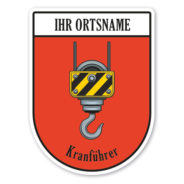 Maibaumschild / Zunftwappen Kranführer mit Zunftnamen, Ortsnamen oder Ihrem Wunschtext - Wappen BL