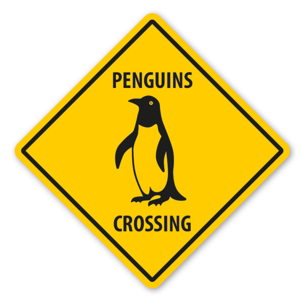 Warnschild Penguins (Pinguine) crossing