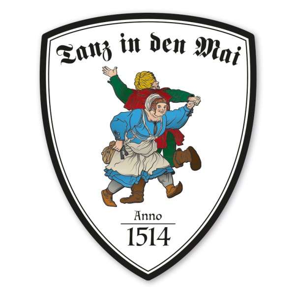 Zunftwappen Tanz in den Mai mit Zunftnamen, Gründungsjahr oder Ihrem Wunschtext - Maibaumschild - Wappen W