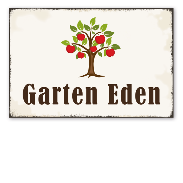 Retro Schild Garten Eden