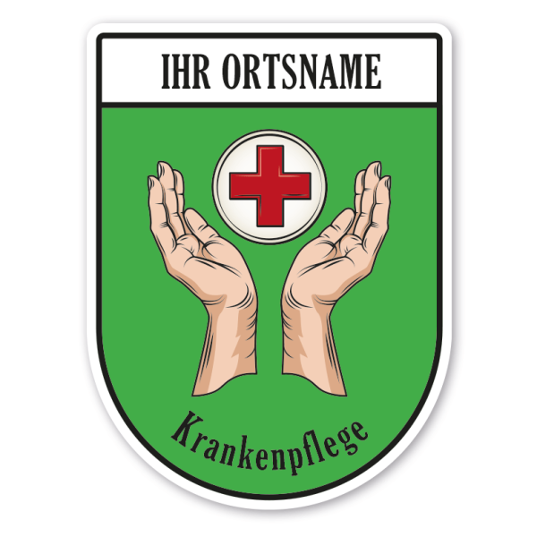 Maibaumschild / Zunftwappen Krankenpflege - Krankenschwester - Krankenpfleger mit Zunftnamen, Ortsnamen oder Ihrem Wunschtext - Wappen BL