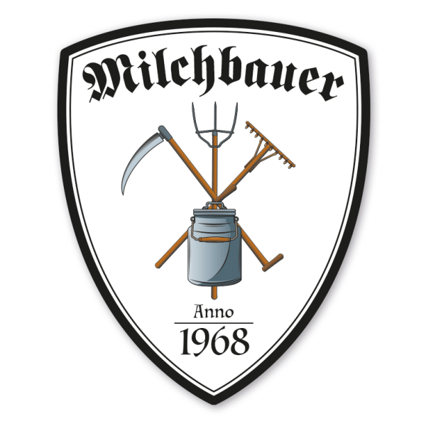 Zunftwappen Milchbauer - Landwirt mit Zunftnamen, Gründungsjahr oder Ihrem Wunschtext - Maibaumschild - Wappen W