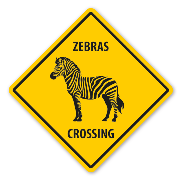 Warnschild Zebras crossing - mit und ohne Text