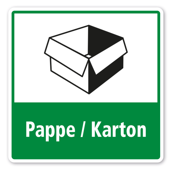 Schild zur Abfalltrennung - Pappe - Karton