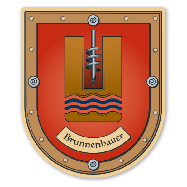 Maibaumschild / Zunftwappen Brunnenbauer - mit Zunftnamen oder Ihrem Wunschtext - Wappen B