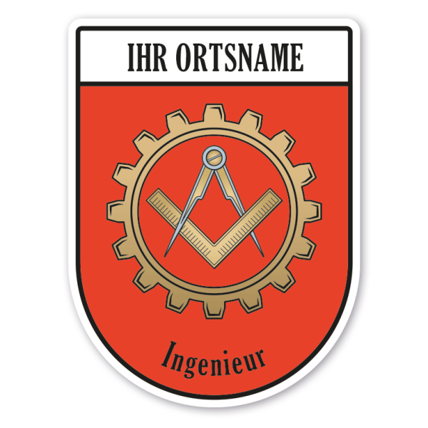 Maibaumschild / Zunftwappen Ingenieur - Techniker mit Zunftnamen, Ortsnamen oder Ihrem Wunschtext - Wappen BL