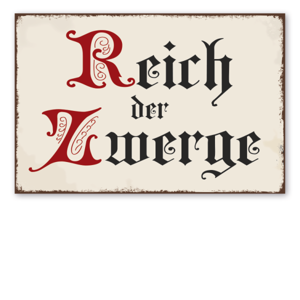 Retro Schild Reich der Zwerge